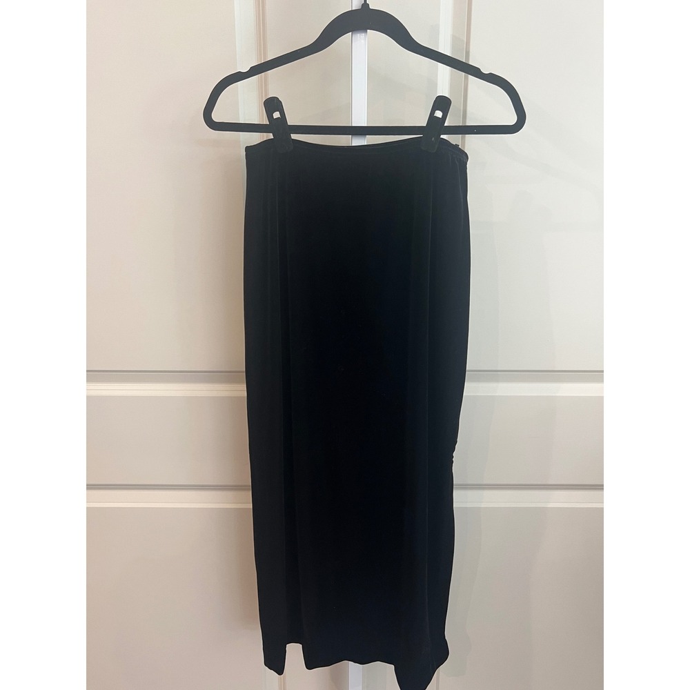 Vintage Ronni Nicole by Ouida Black Velvet Midi Skirt Stretchy Straight Size S - Picture 2 of 6